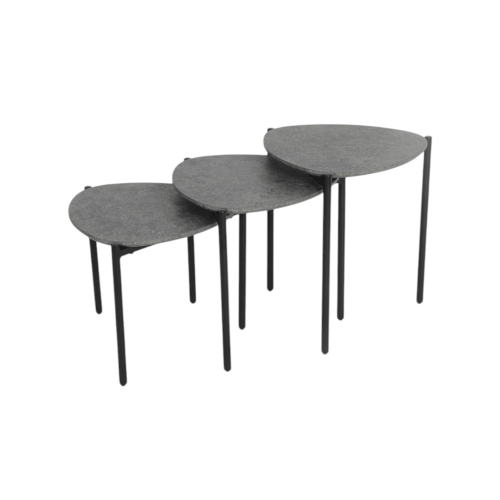 طقم طاولات قهوة متداخلة بسطح خشبي رمادي