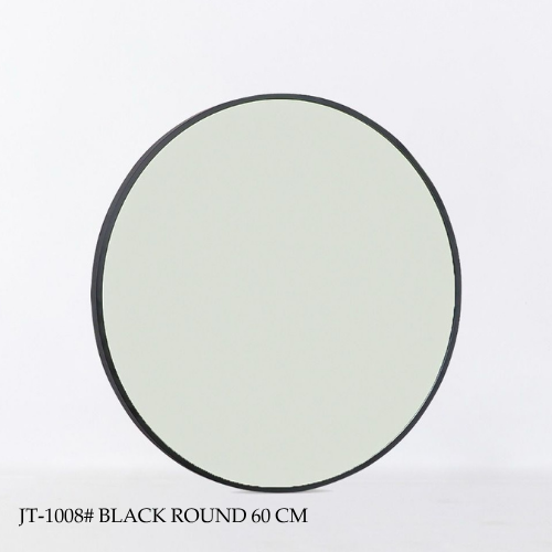 مرآة حائط دائرية بإطار معدني أسود - مقاس 60سم