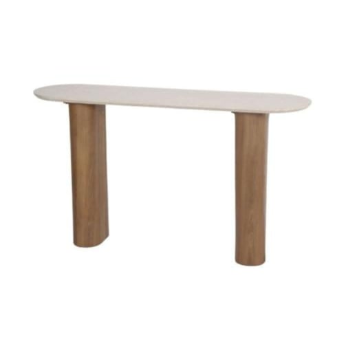 كونسول مودرن — سطح بيج مع قواعد سوداء/بنية