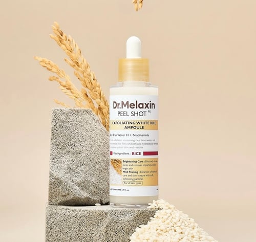 Dr. Melaxin Peel Shot Exfoliating White Rice Ampoule | أمبول الأرز الأبيض المقشر 80 مل