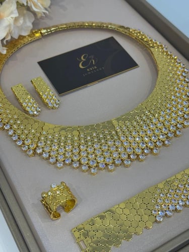 طقم بديل ذهب فخم مرصع زركون