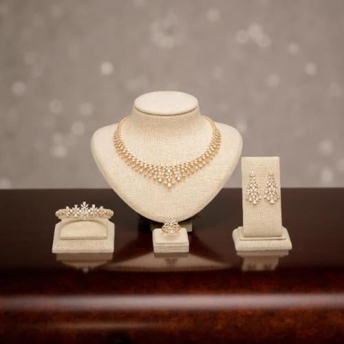 طقم زركون ذهبي فخم