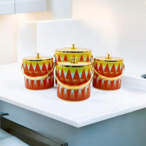 طقم حافظات طعام غضار احمر تراثي