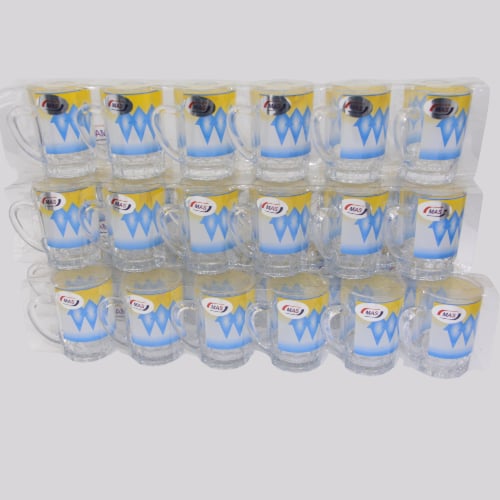 بيالات شاي الغضار التراثية –طقم أزرق 6 حبات