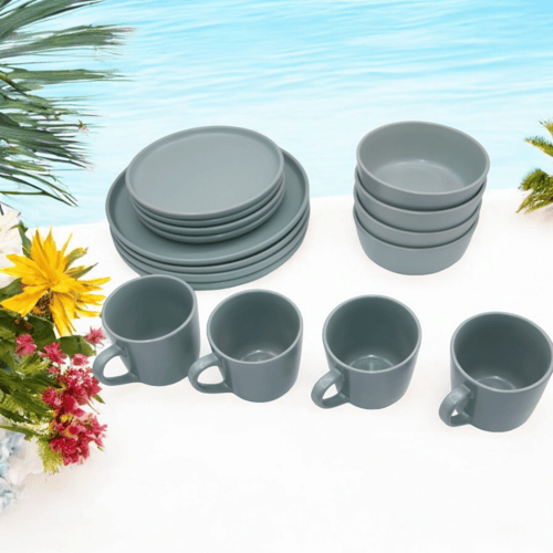 طقم سفرة سيراميك ١٦ قطعة للمائدة العصرية والأنيقة