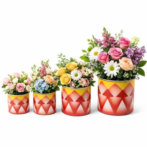 طقم 4 علب مزهرية غضار احمر