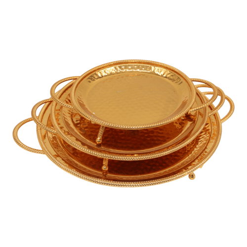 صحن حلا ذهبي بيدين وقاعدة