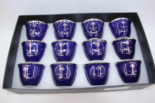 فناجيل سيفين و نخلة لون ازرق