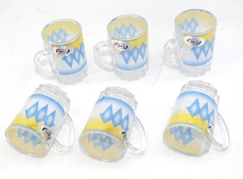 بيالات شاي الغضار التراثية –طقم أزرق 6 حبات