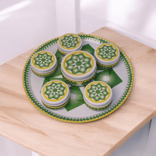 طقم صحن تقديم غضار استيل اخضر