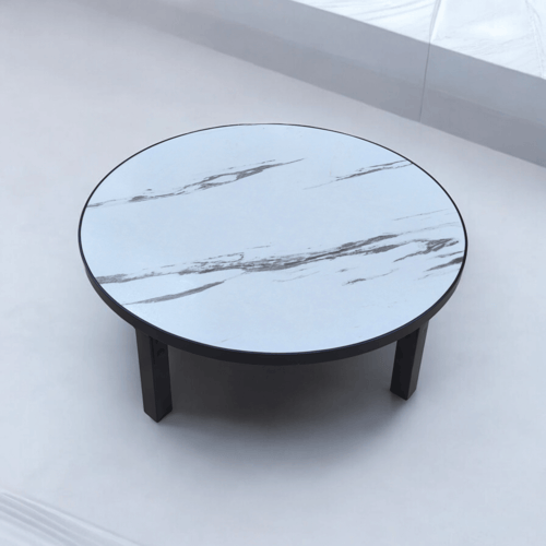 طاولة خدمة خشبية قابلة للطي رخامي ابيض