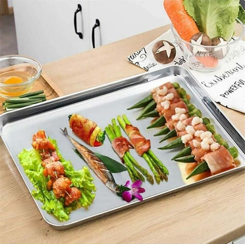 صينية فرن اسل استيل مع شبك