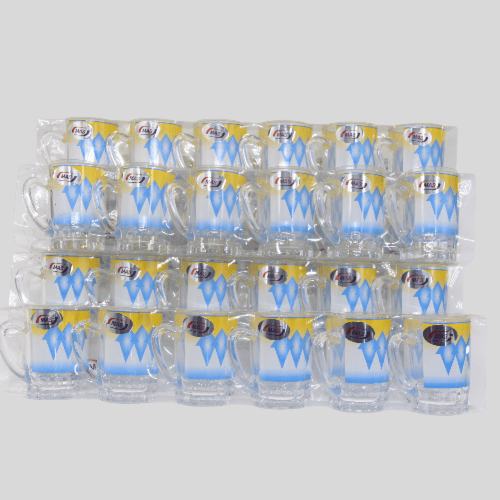 بيالات شاي الغضار التراثية –طقم أزرق 6 حبات