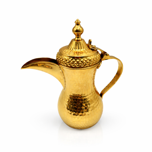 دلة قهوة نحاس ذهبي حب الرمان