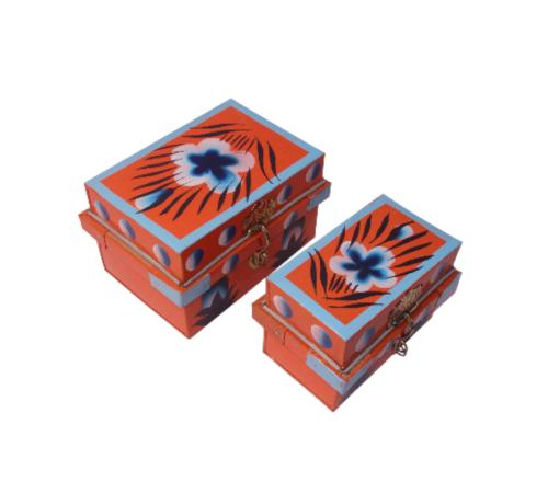 طقم صندوق برتقالي حديد تراثي تراثي مميز