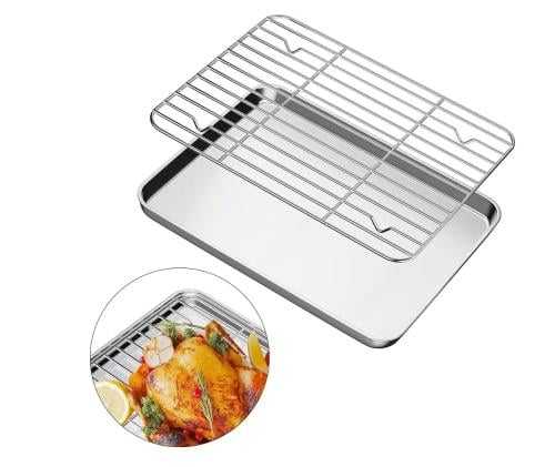 صينية فرن اسل استيل مع شبك
