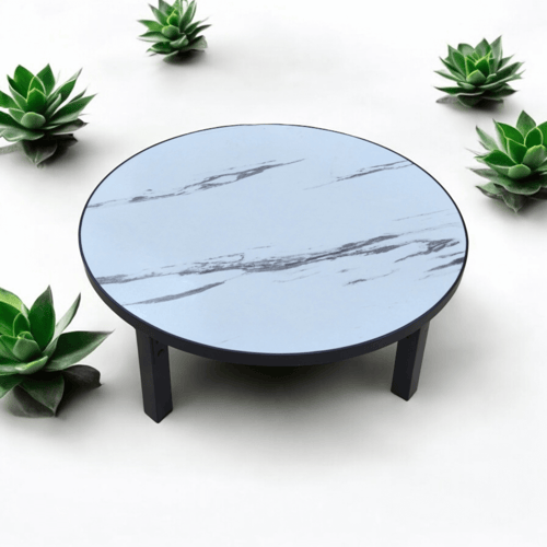 طاولة خدمة خشبية قابلة للطي رخامي ابيض