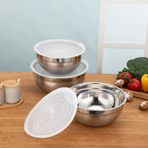 طقم بوادي اسئل بغطاء 3 قطعه من اواني ماس