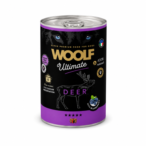 وولف WOOF Ultimate – طعام رطب للكلاب بلحم الغزال و...