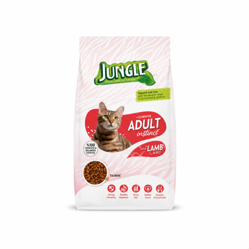 طعام قطط JUNGLE Adult Instinct باللحم والأرز – للق...