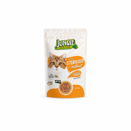 طعام قطط رطب JUNGLE Sterilised بالدجاج والصوص – 10...