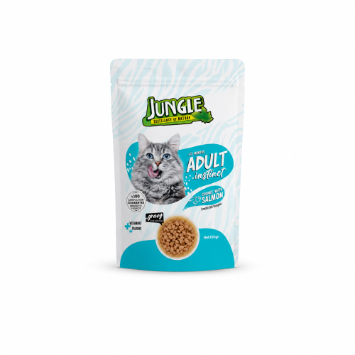 طعام قطط رطب JUNGLE Adult Instinct بالسلمون والصوص...