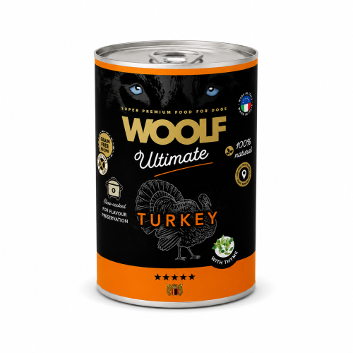 وولف WOOF Ultimate – طعام رطب للكلاب بالديك الرومي...
