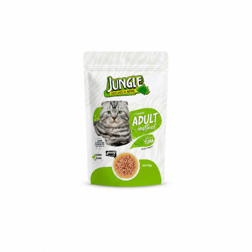 طعام قطط رطب JUNGLE Adult Instinct بالتونة والصوص...