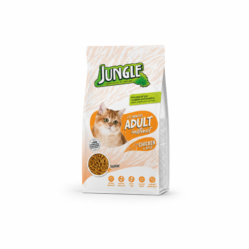 طعام قطط JUNGLE Adult Instinct بالدجاج والأرز – لل...
