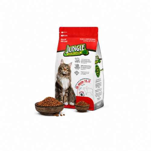 طعام قطط JUNGLE للقطط البالغة بنكهة لحم الضأن – 15...