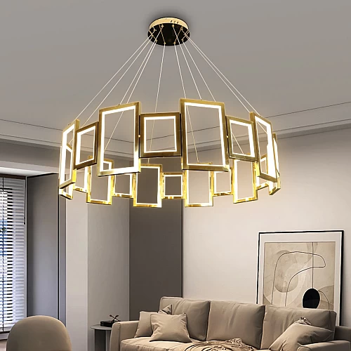 ثريا مودرن ذهبي لون الانارة اصفر 165 واط قطر 100 س...