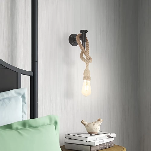 إضاءة نور الفن جدارية مفرد بحبال قوية مع معدن اسود...