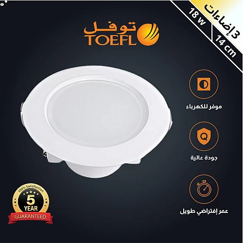 لمبة بانل ليد دفن 3 اضاءات متعددة 14 سم 18 واط