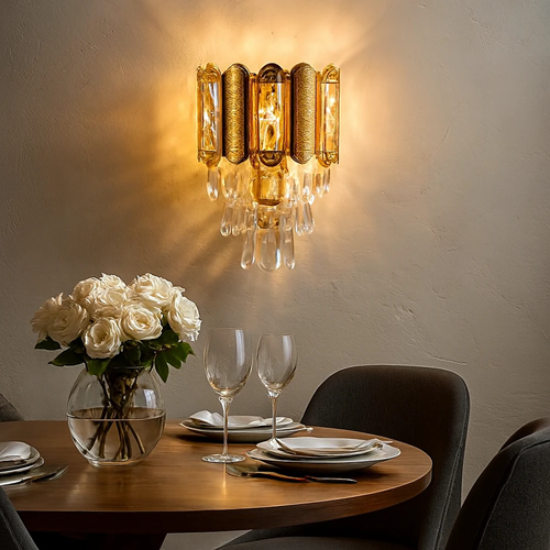Modern golden wall applique with transparent E14*2...