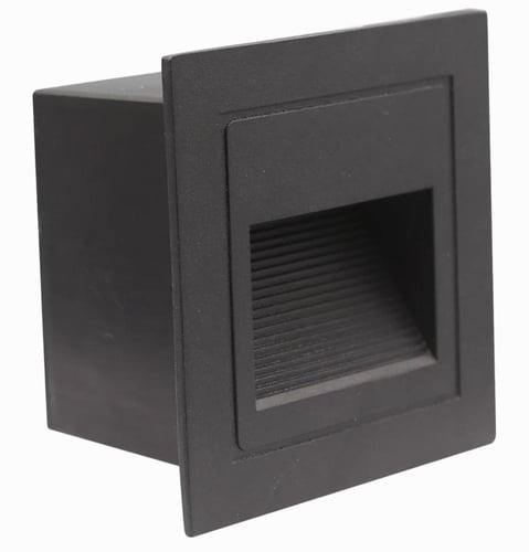 كشاف دفن درج شكل مربع مميز اسود لون الانارة اصفر.