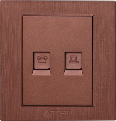 فيش منفذ كمبيوتر مع هاتف تلفون لون كوفي راقي