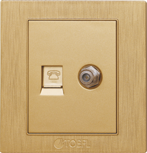 فيش منفذ هاتف تليفون مع دش لون ذهبي هادئ