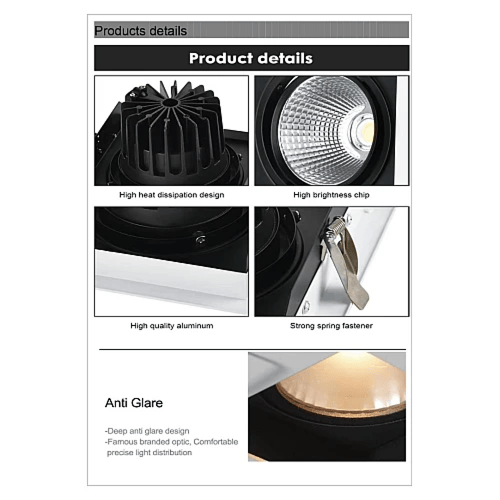 سبوت لايت ابيض لون الانارة اصفر مستطيل كامل 30*10...