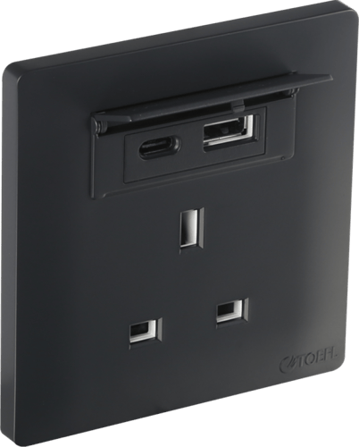 فيش ثلاثي مع منفذ يو اس بي USB مع تايب سي TYPE-C ل...