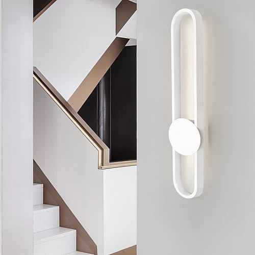 ابليك جداري مودرن يعمل بالبطارية شكل مستطيل ابيض م...