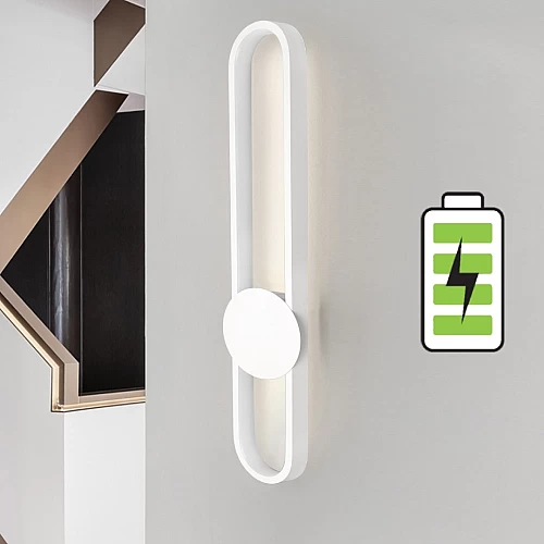 ابليك جداري مودرن يعمل بالبطارية شكل مستطيل ابيض م...