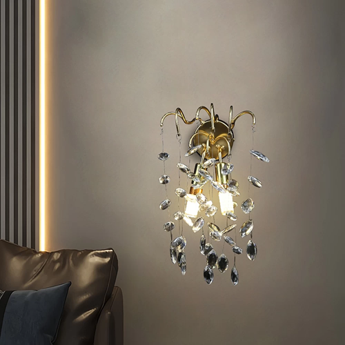 ابليك جداري مودرن ذهبي مع شفاف E14*2L