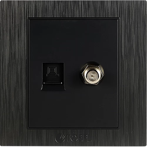 فيش منفذ كمبيوتر مع دش لون اسود حجري