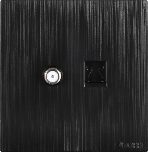 فيش منفذ هاتف تليفون مع دش لون اسود بيانو بلاتيني