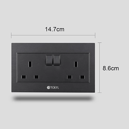 فيش ثلاثي مزدوج مع مفتاح مستطيل لون جرافيت