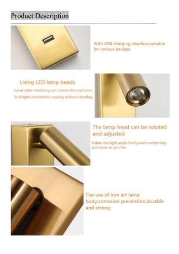 ابليك حائط جداري مودرن ذهبي لون الانارة اصفر 3 واط