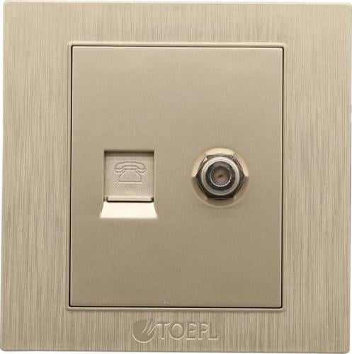 فيش منفذ هاتف تليفون مع دش لون ذهبي ملكي