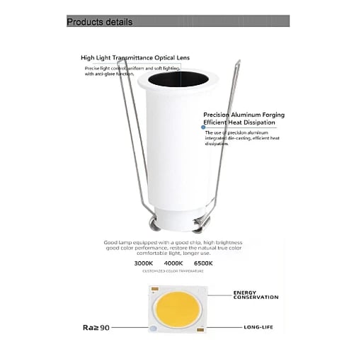 سبوت لايت جرم ابيض مع داخلي اسود لون الانارة أصفر...