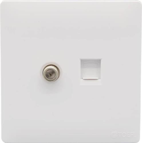 فيش منفذ هاتف تليفون مع دش لون ابيض بيانو