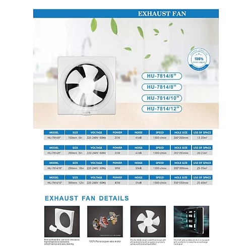 مروحة شفط 12 بوصة مقاس الدفن (35*35) سم